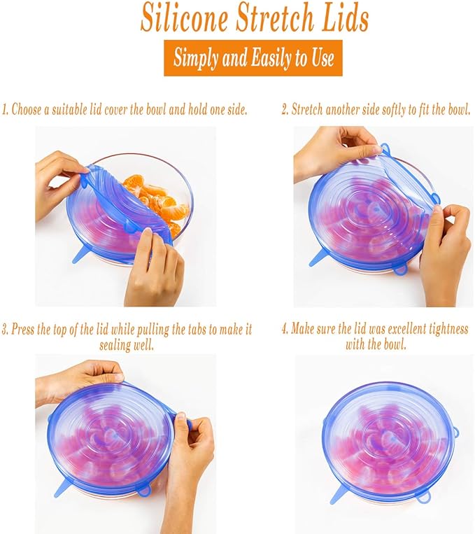 SILICONE STRETCH LIDS (PACK OF 6)
