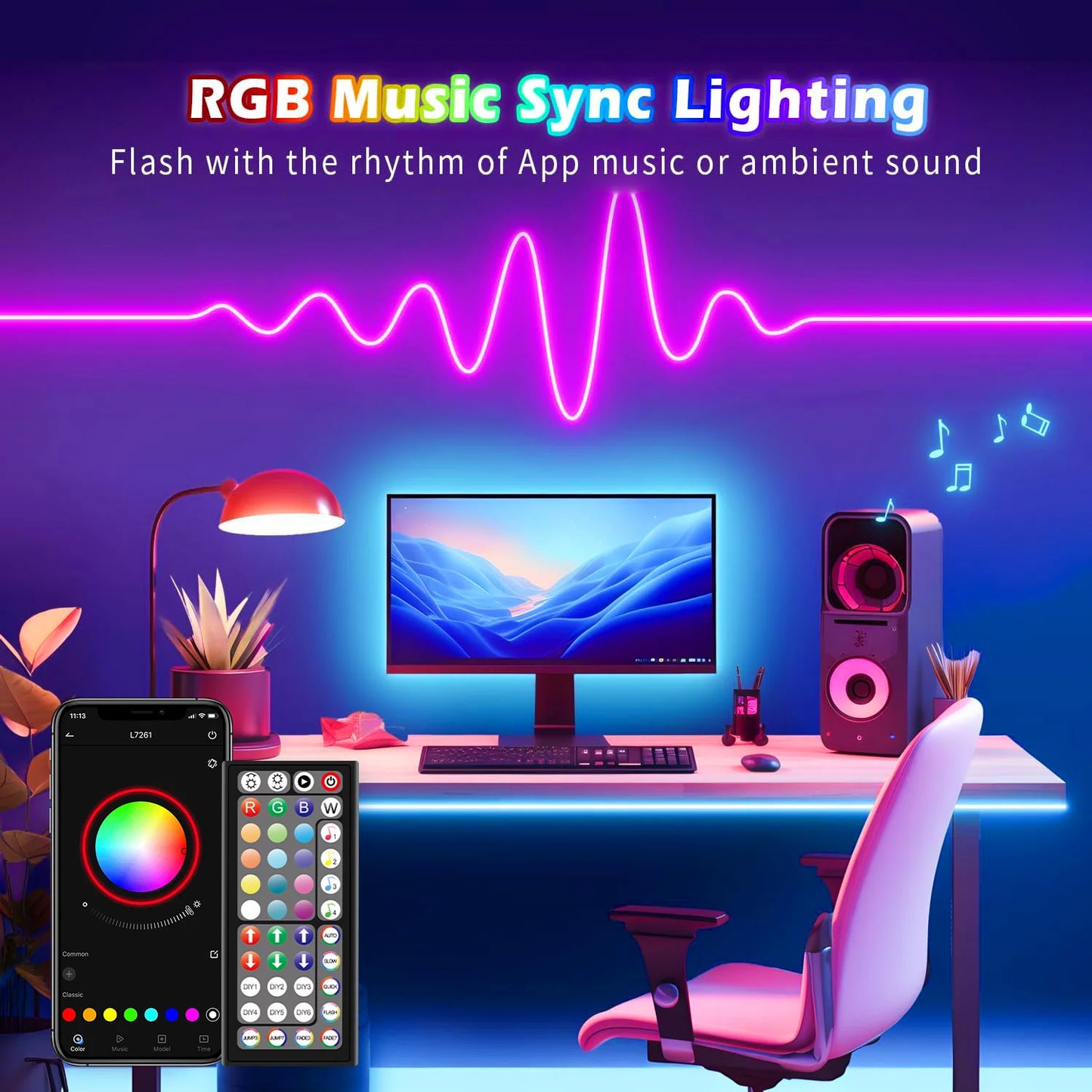 RGB LED Neon Light Strip (Remote & App Control) - Waterproof for Outdoor and Indoor Use