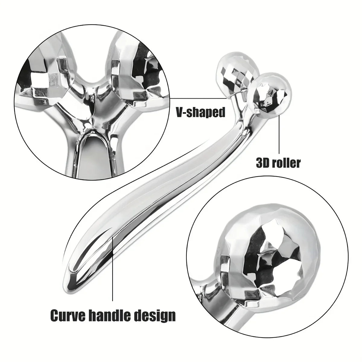 Stainless Steel Gua Sha & 3D Roller | Eye Bag, Dark Circle & Anti-Aging Massager