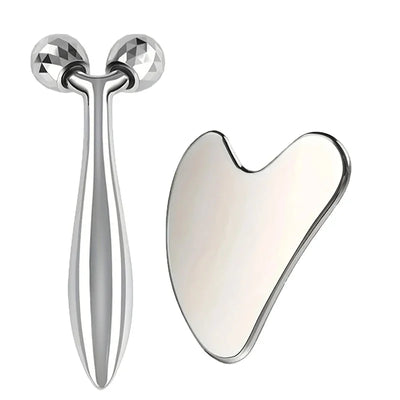 Stainless Steel Gua Sha & 3D Roller | Eye Bag, Dark Circle & Anti-Aging Massager