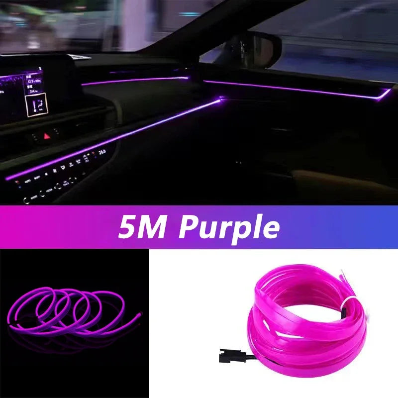 (5 meters/16.4 Ft) USB Ambient Light | Flexible EL Car Interior LED Strip