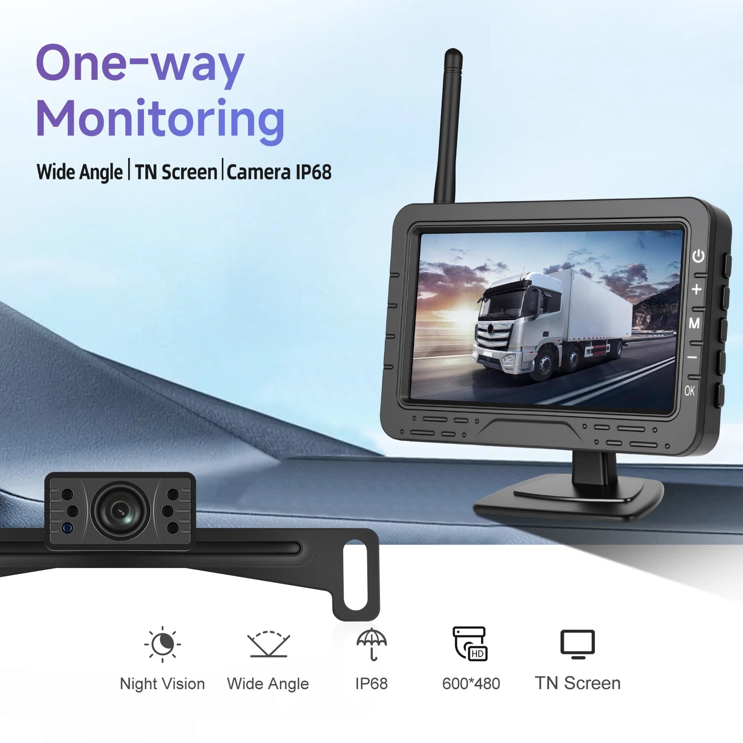 Wireless Backup Camera Kit: Easy-Install 4.3'' Monitor, IP68 Waterproof, HD Night Vision Reversing.