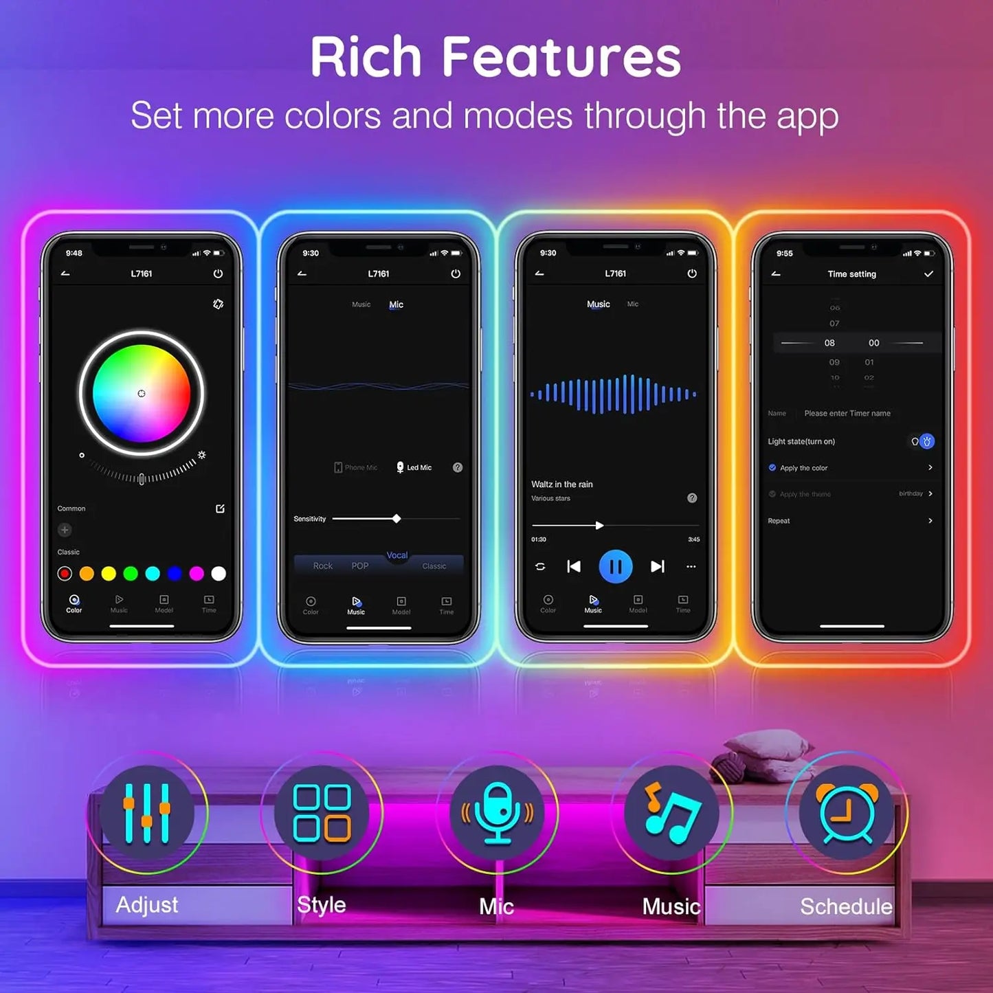 RGB LED Neon Light Strip (Remote & App Control) - Waterproof for Outdoor and Indoor Use