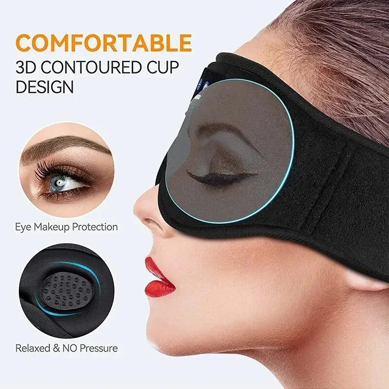 3D Bluetooth Sleep Mask Headphones: Zero Pressure & 100% Blackout.