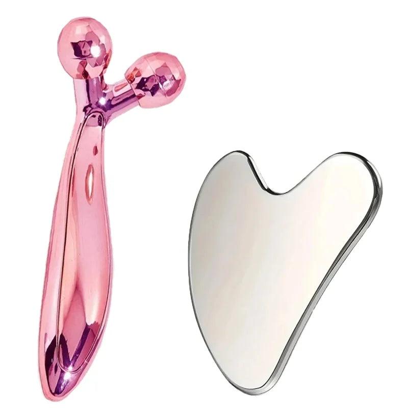 Stainless Steel Gua Sha & 3D Roller | Eye Bag, Dark Circle & Anti-Aging Massager