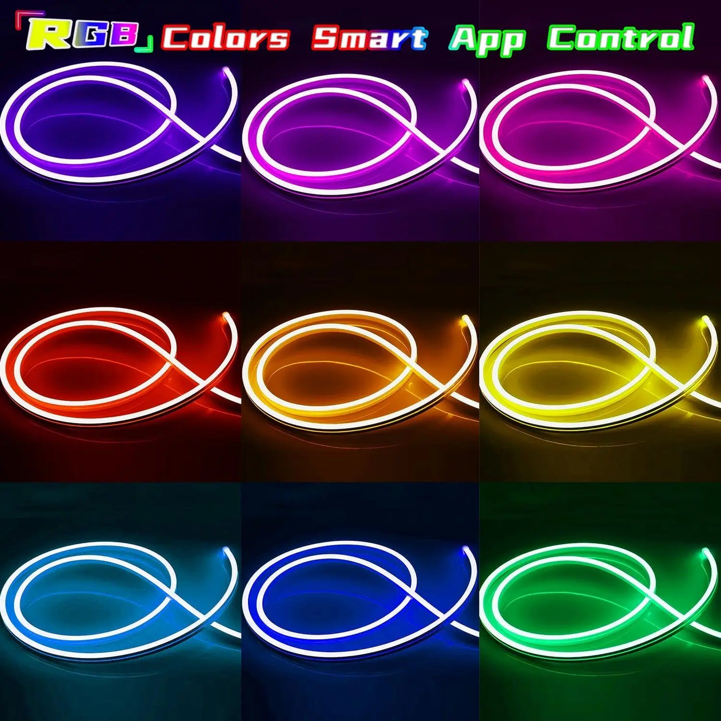 RGB LED Neon Light Strip (Remote & App Control) - Waterproof for Outdoor and Indoor Use