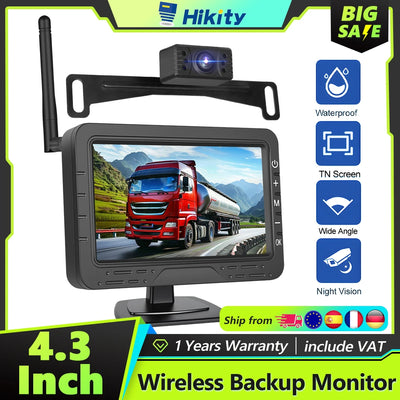 Wireless Backup Camera Kit: Easy-Install 4.3'' Monitor, IP68 Waterproof, HD Night Vision Reversing.