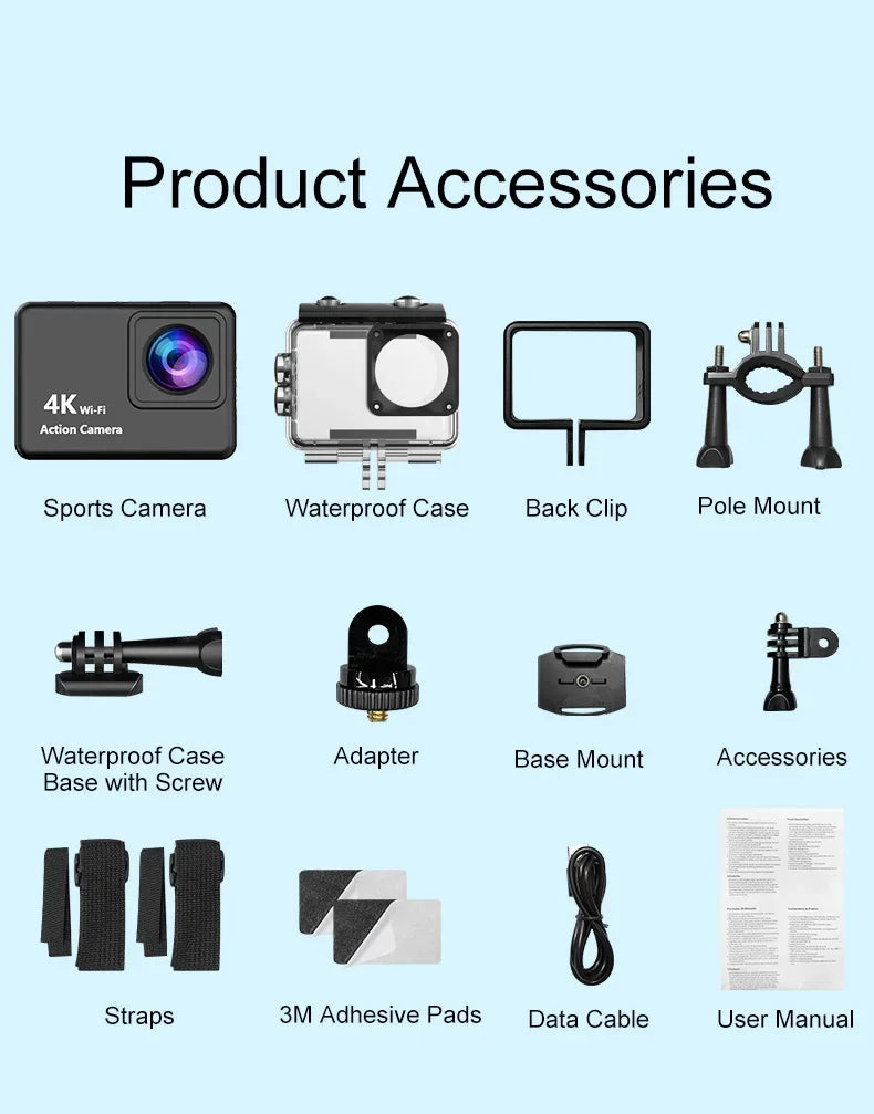 4K Ultra HD Sports Action Camera (Waterproof & WiFi) 30M . Export to Sheets