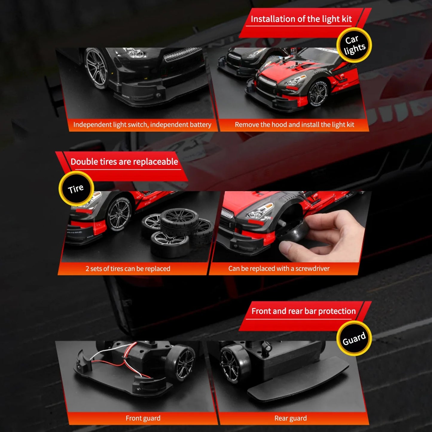 Extreme Drift RC Car: 1/16 Scale, 30km/h High Speed, 2.4GHz 4WD Race Ready (RTR).