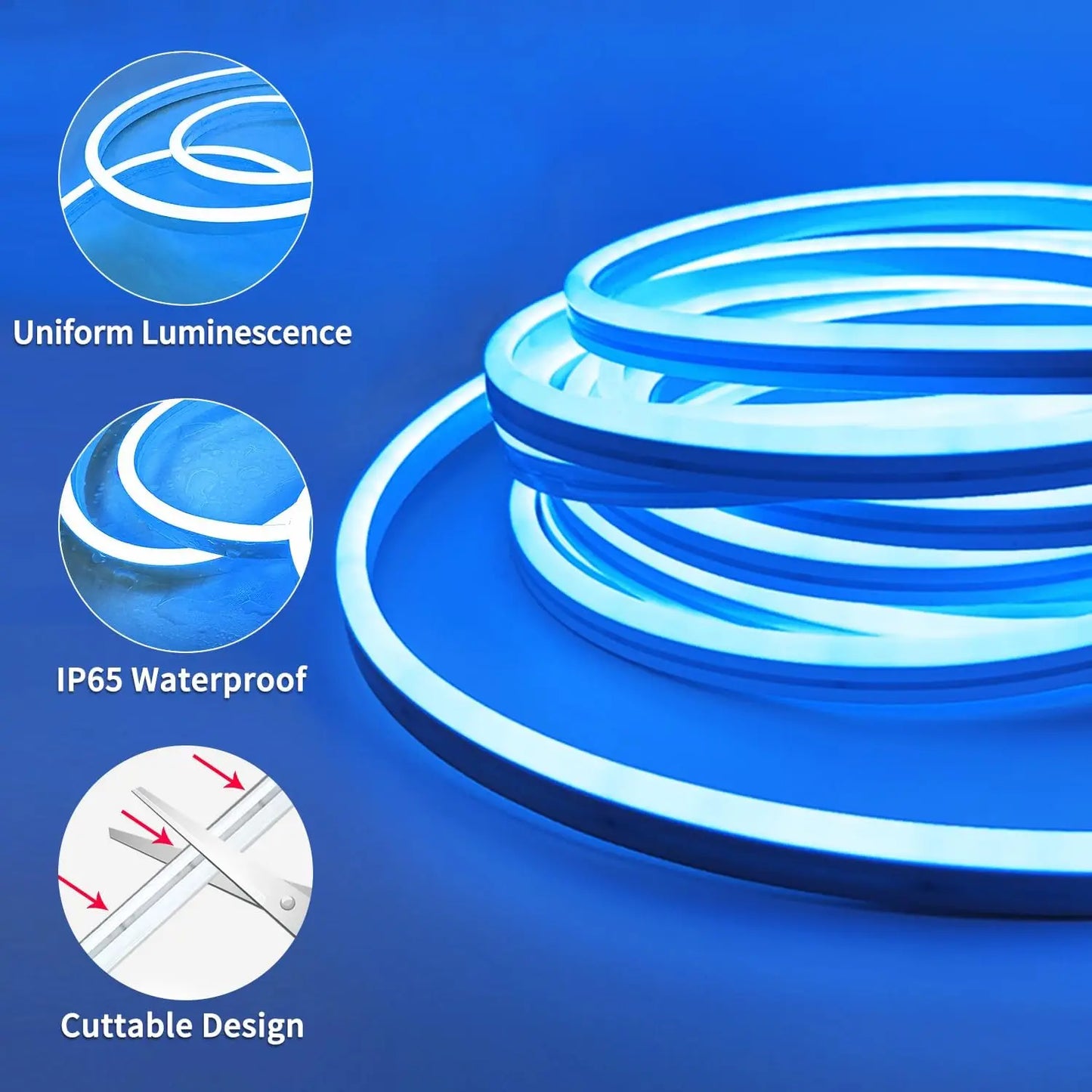 RGB LED Neon Light Strip (Remote & App Control) - Waterproof for Outdoor and Indoor Use