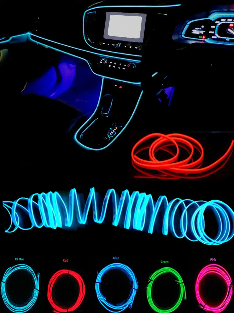 (5 meters/16.4 Ft) USB Ambient Light | Flexible EL Car Interior LED Strip