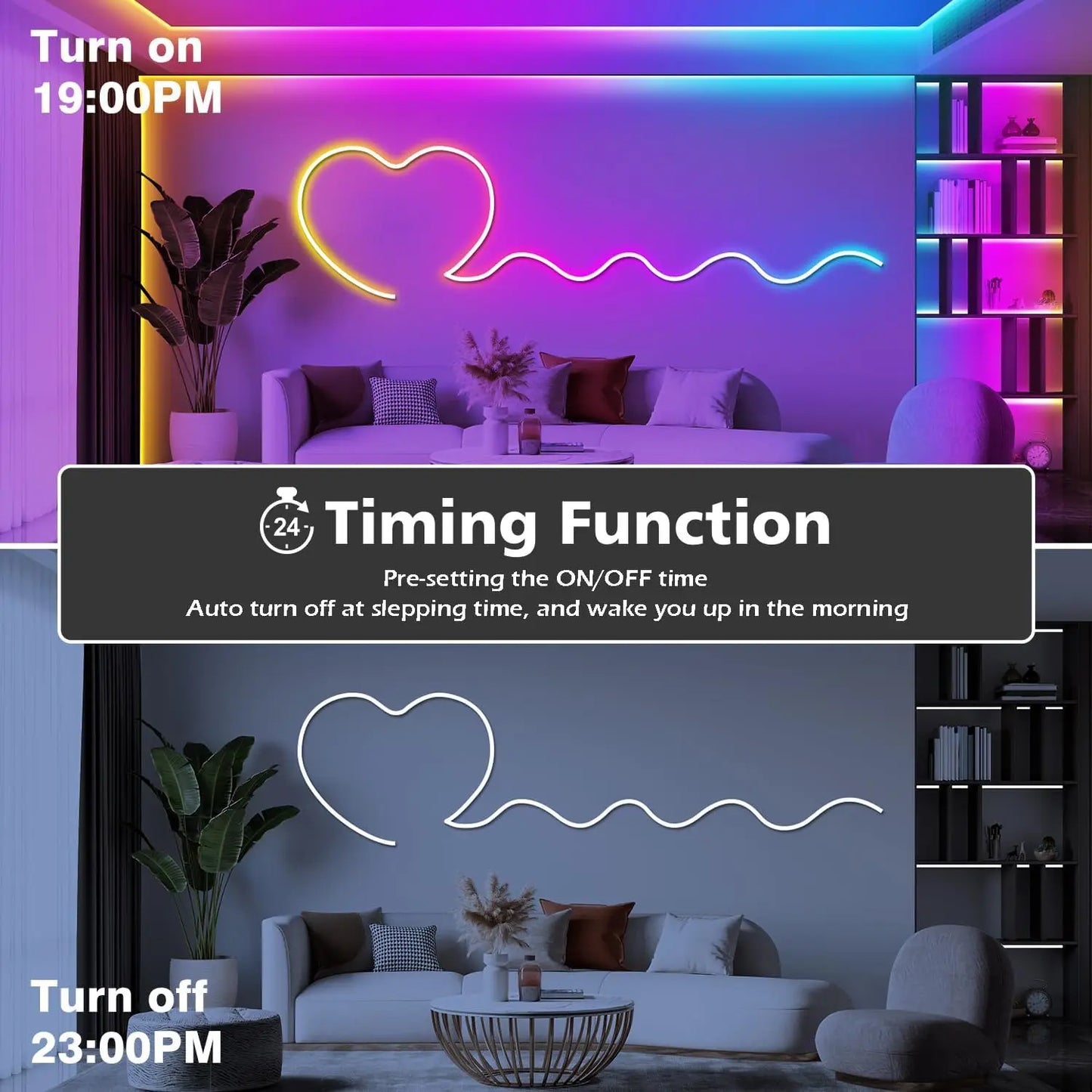 RGB LED Neon Light Strip (Remote & App Control) - Waterproof for Outdoor and Indoor Use