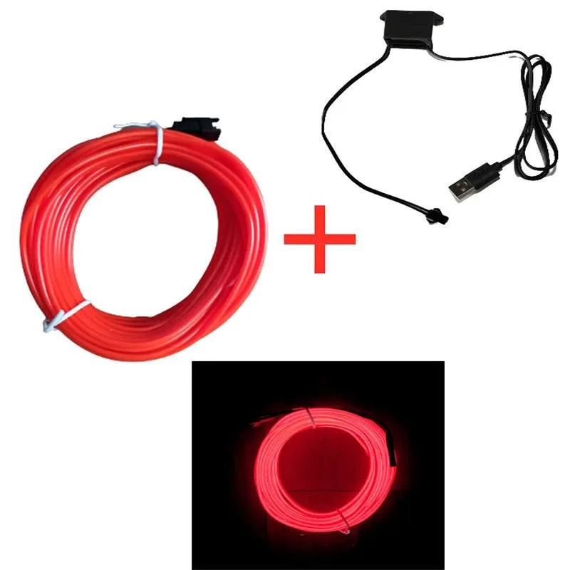 (5 meters/16.4 Ft) USB Ambient Light | Flexible EL Car Interior LED Strip