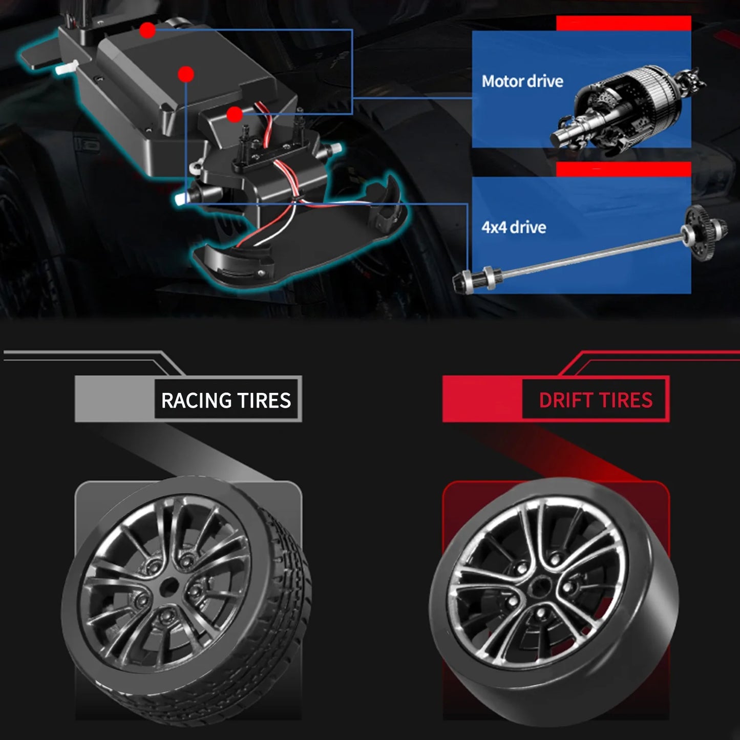 Extreme Drift RC Car: 1/16 Scale, 30km/h High Speed, 2.4GHz 4WD Race Ready (RTR).