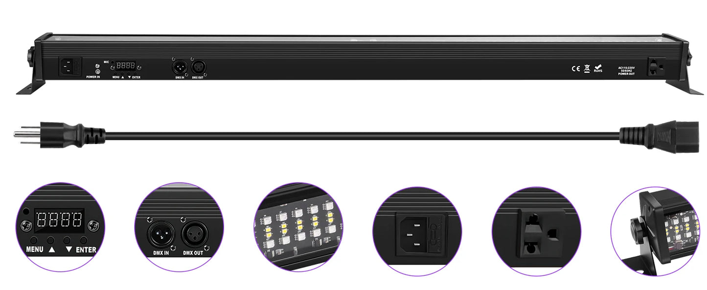 80W RGBW Wall Washer Light Bar: 336LEDs, 7000lm, IP65 Outdoor Stage & Building Floodlight. Export to Sheets