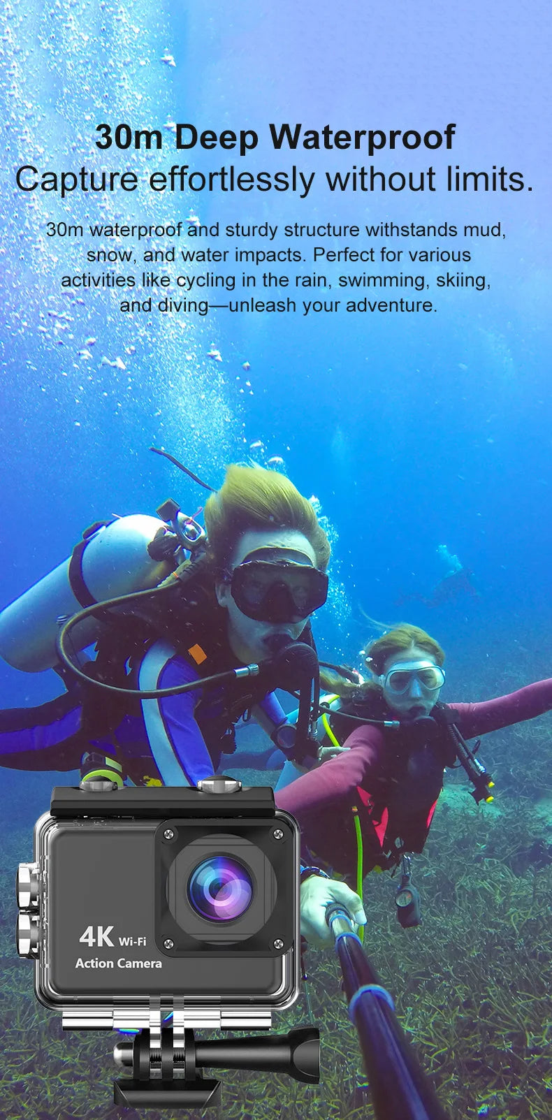 4K Ultra HD Sports Action Camera (Waterproof & WiFi) 30M . Export to Sheets