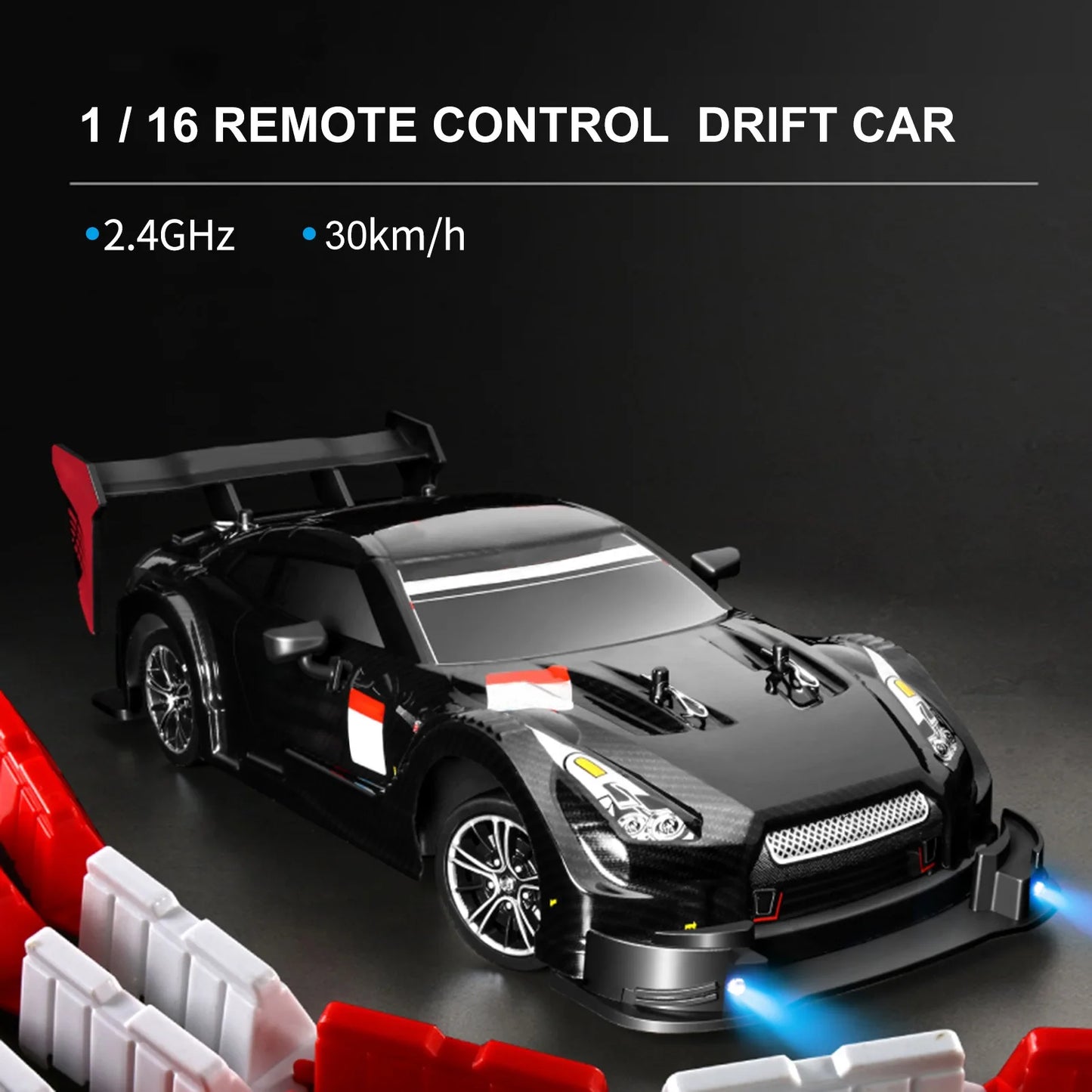 Extreme Drift RC Car: 1/16 Scale, 30km/h High Speed, 2.4GHz 4WD Race Ready (RTR).
