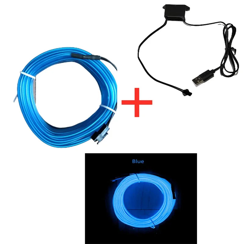 (5 meters/16.4 Ft) USB Ambient Light | Flexible EL Car Interior LED Strip