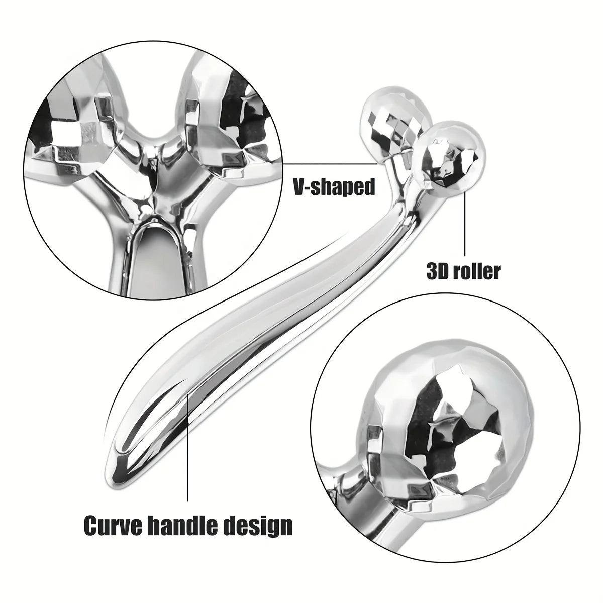 Stainless Steel Gua Sha & 3D Roller | Eye Bag, Dark Circle & Anti-Aging Massager