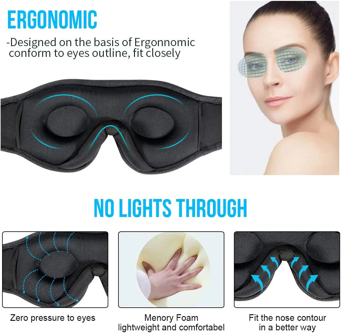 3D Bluetooth Sleep Mask Headphones: Zero Pressure & 100% Blackout.