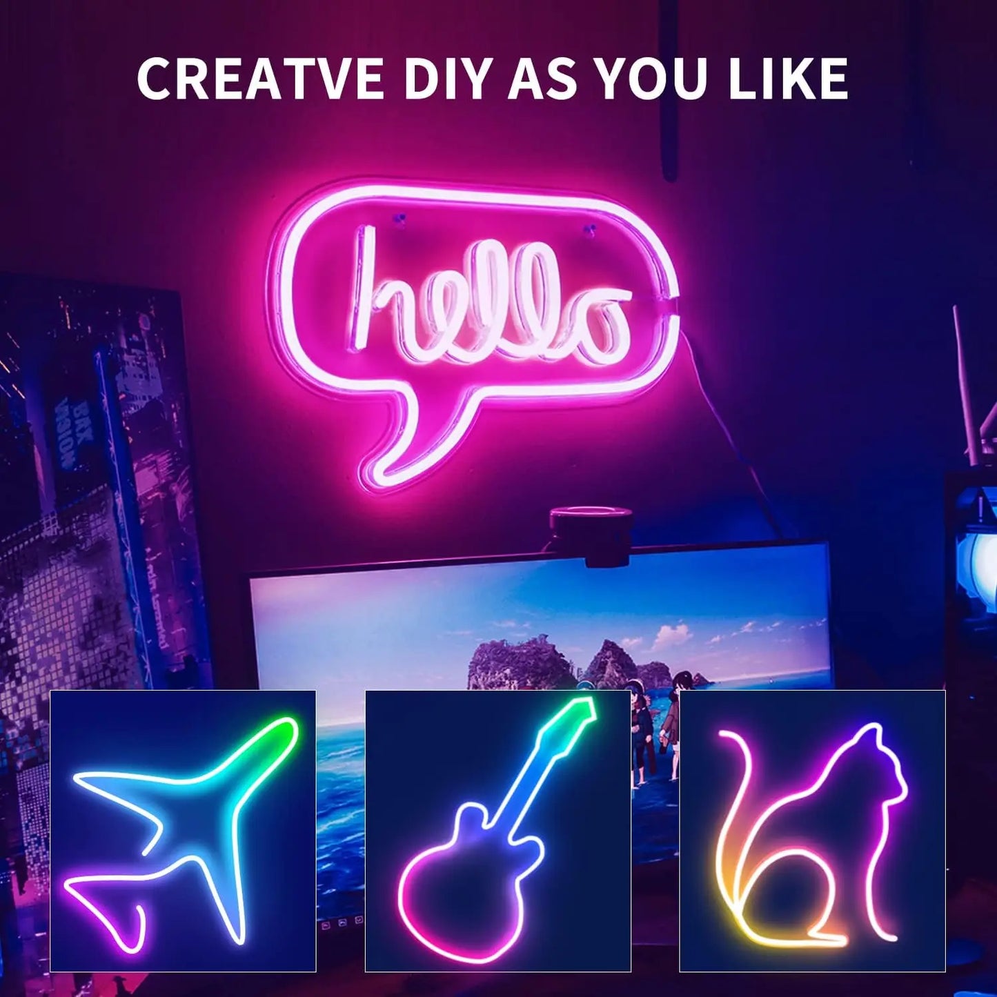 RGB LED Neon Light Strip (Remote & App Control) - Waterproof for Outdoor and Indoor Use