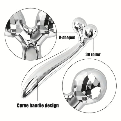 Stainless Steel Gua Sha & 3D Roller | Eye Bag, Dark Circle & Anti-Aging Massager