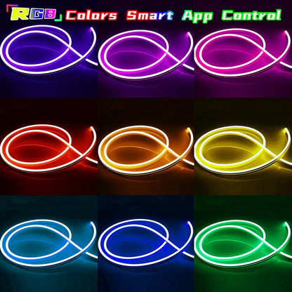 RGB LED Neon Light Strip (Remote & App Control) - Waterproof for Outdoor and Indoor Use