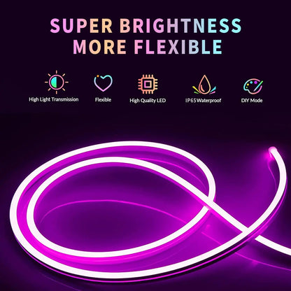 RGB LED Neon Light Strip (Remote & App Control) - Waterproof for Outdoor and Indoor Use