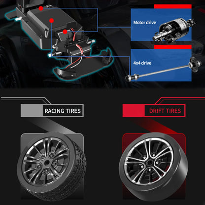 Extreme Drift RC Car: 1/16 Scale, 30km/h High Speed, 2.4GHz 4WD Race Ready (RTR).