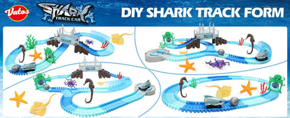Shark Race Track Toy: Flexible, Bendable Rail Car Set for Kids 3+ (STEM Educational).