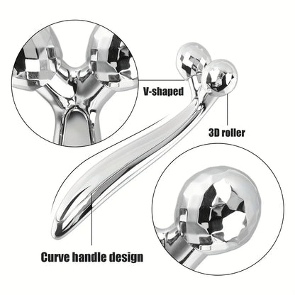 Stainless Steel Gua Sha & 3D Roller | Eye Bag, Dark Circle & Anti-Aging Massager